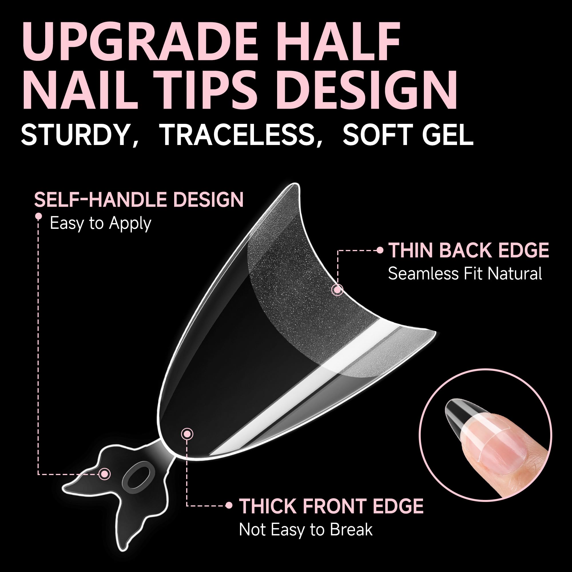 UNA GELLA Almond Nail Tips, 312PCS Half Cover Almond Shape Nail Tips Soft Gel Tips 12 Sizes Pre-shape Acrylic Clear False Nails with Handles for Press on Nails Extension DIY Home Salon - Image 4