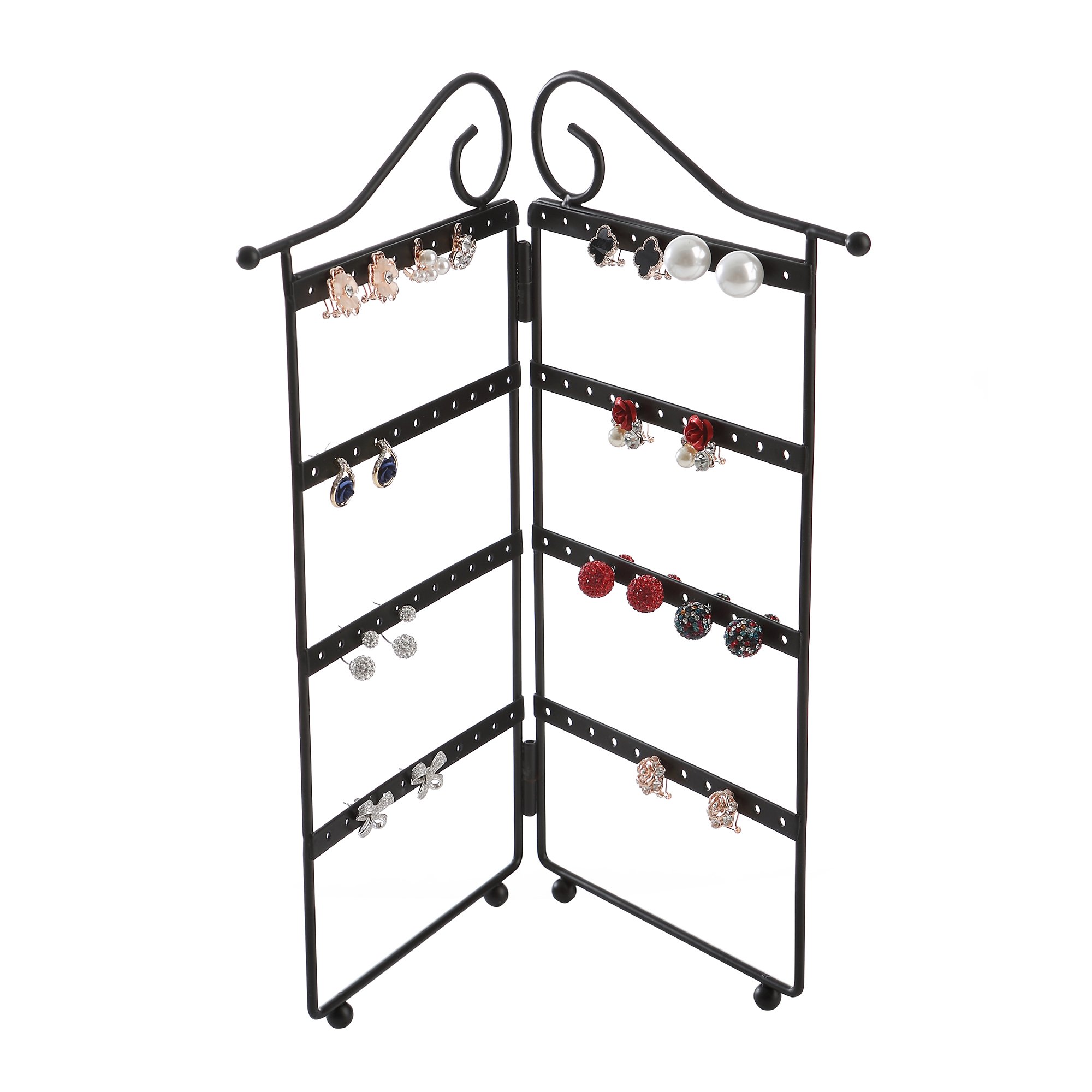 Giftway 3-Panel Organizer for Hanging Earrings, Bracelets and Necklaces, Black