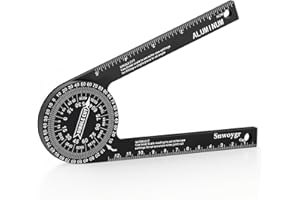 Snwoygr 7 Inch Aluminum Miter Saw Protractor, Professional Angle Measuring Tool, Comes with Two Extra Straightedge Protractors for Woodworkers, Builders, Plumbers, Home DIY