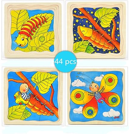 Vytung Goki Layers Jigsaw Puzzles for Girls Boys Toddlers Teens Adults Kids Babies Wood Jigsaw Puzzle Pieces (Butterfly,44pieces)