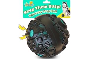 JoyBruko Dog Ball for Aggressive Chewers - Interactive Dog Toy Balls Fun Squeaky Sound to Keep Them Busy, Durable for Small Medium Large Breeds, Rubber Pet Chew Toys, As Seen on TV, Black & Lake Blue