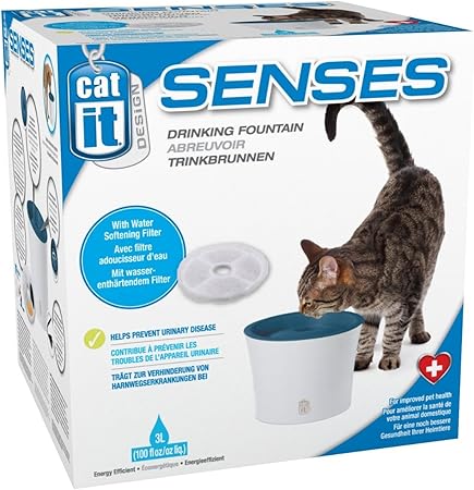 Amazon Com Catit Design Senses Fountain With Water Softening Cartridge 3l Pet Self Waterers Pet Supplies