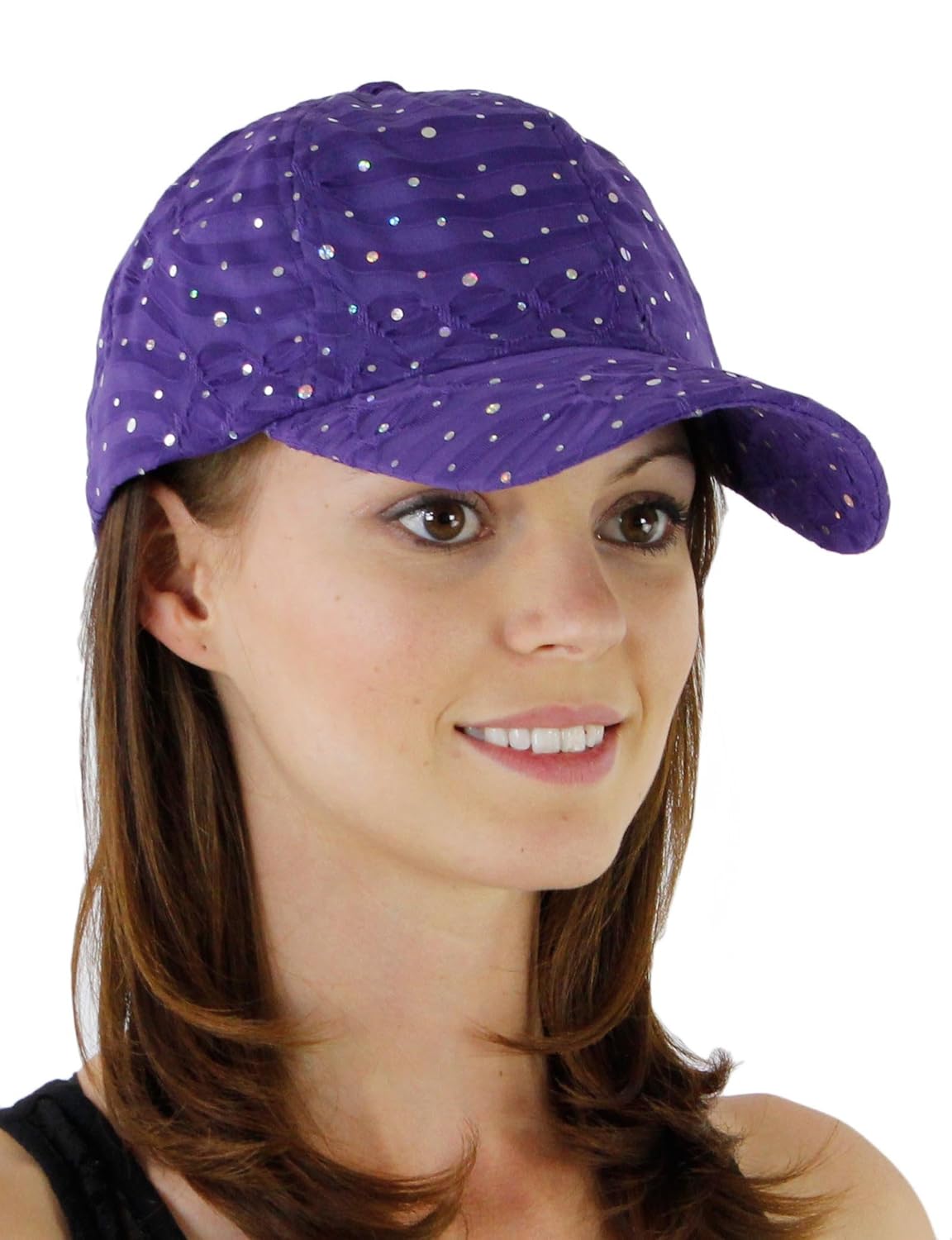 Accessories Glitzy Game Sequin Trim Baseball Cap for ...