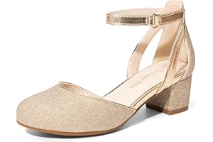 DREAM PAIRS Girls Dress Shoes Closed Toe High Heels Ankle Strap Toddler Little Big Kid Wedding Flower Party Pump