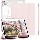 ZOPSGYU Case for iPad Pro 11 Inch 4th 2022, Pro 3rd/ 2nd Generation 2021/2020 with Pencil Holder, Shockproof Slim Cover with Clear Hard PC Back Shell for iPad Pro 2022/2021/2020, Auto Sleep/Wake, Pink