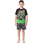INTIMO Monster Jam Boys' Grave Digger Truck Sleep Pajama Set Shorts Crewneck