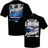 Checkered Flag Sports Kyle Larson 2025 NASCAR 2X Championship Trophy 2-Spot T-Shirt Black