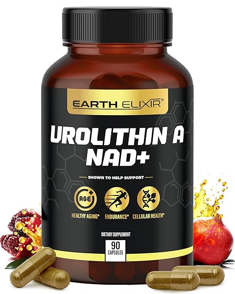 EARTH ELIXIR UROLITHIN A & NAD SUPPLEMENT (90 CAPSULES) 500MG OF UROLITHIN A+ AND NAD SUPPLEMENT ORGANIC – NICOTINAMIDE RIBOSIDE (NAD +) – UROLITHIN A SUPPLEMENT