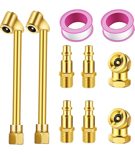 Air Chuck Tire Pressure Gauge Heavy Duty Brass Tire Chuck (2-Pack) - 1/4" FNPT Clip-On Air Nozzle For Inflators & Compressors Tire Deflator