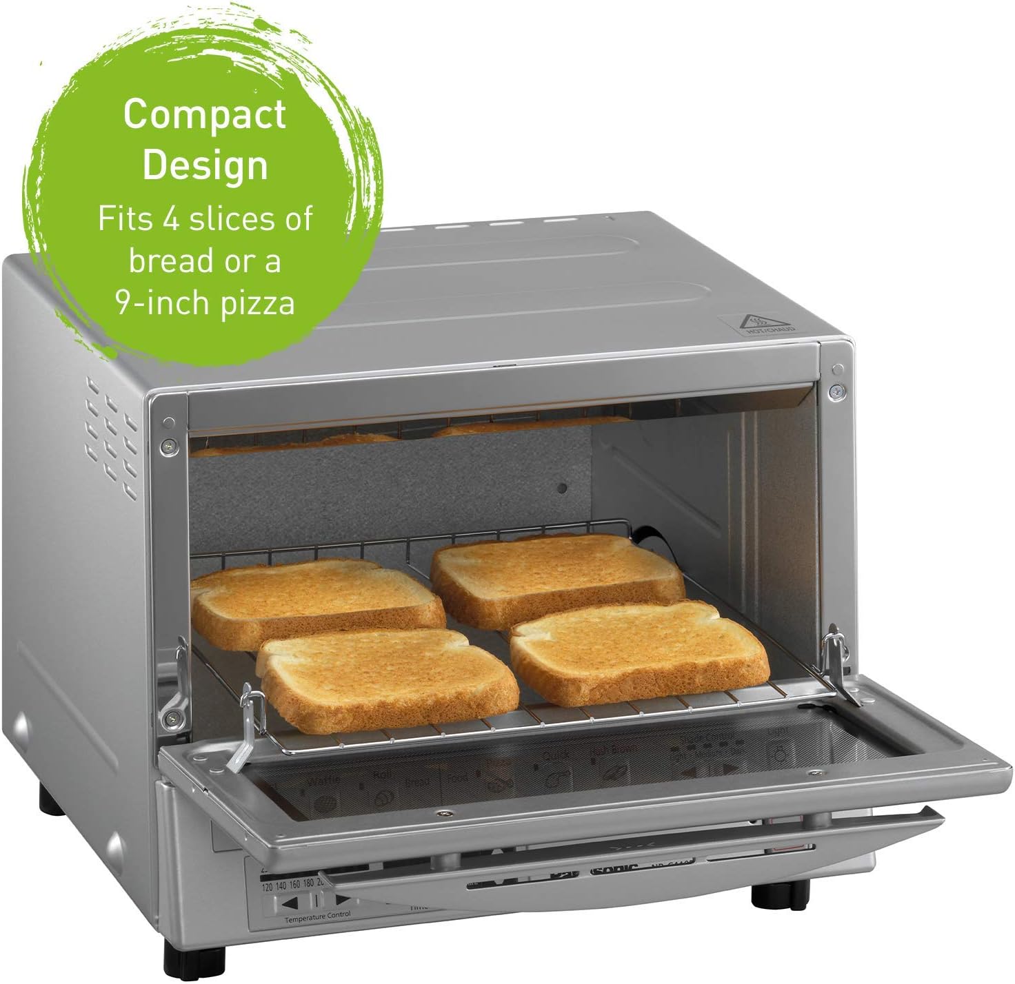 Panasonic FlashXpress Compact Toaster Oven with Double Infrared Heating, Crumb Tray and 1300 Watts of Cooking Power - 4 Slice Countertop Toaster Oven - NB-G110P (Stainless Steel): Kitchen & Dining
