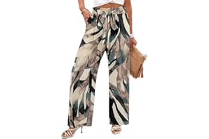 Angerella Womens Wide Leg Pants High Elastic Waist Adjustable Knot Casual Flowy Trousers Business Work Pants with Pockets