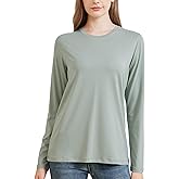 netdraw Women's Bamboo Viscose Cotton Long Sleeve T-Shirt, Crew Neck Buttery Soft Comfy Casual Lounge Sleep Pajama Tees