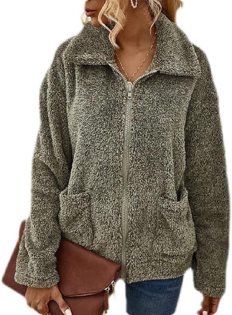 Women's Fuzzy Jacket Winter Warm Zip Up Thick Outerwear Coat Amazon.co