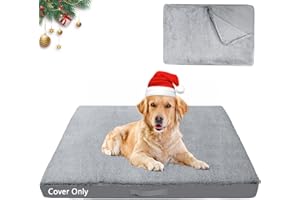 COSHNIBI Dog Bed Covers Replacement Washable,Waterproof Bed Covers Soft Plush Replacement with Zipper & Removable for Dog/Cat 44''Lx32''Wx4''H-Grey