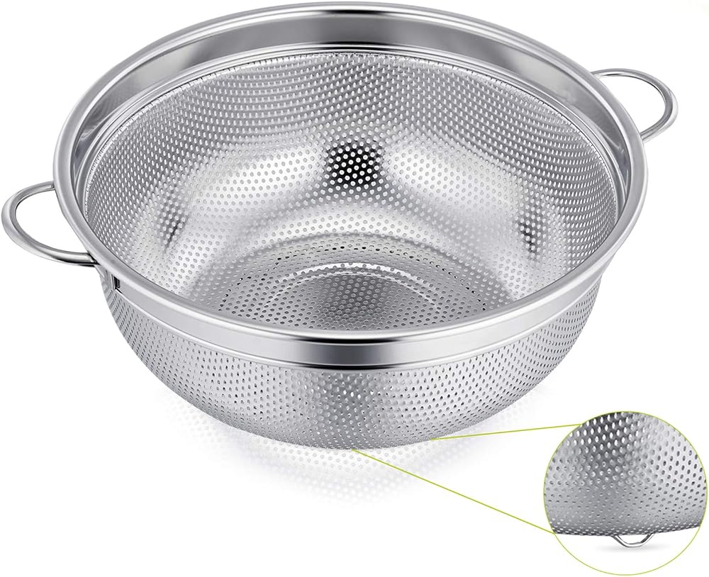 HaWare Stainless Steel Colander 20cm Micro-Perforated Footed Handle