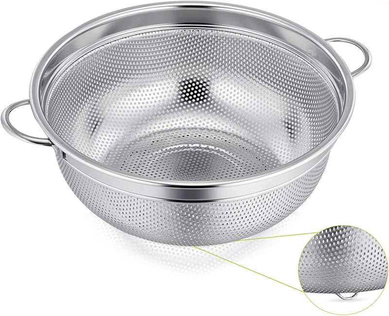 HaWare Stainless Steel Colander 20cm Micro-Perforated Footed Handle