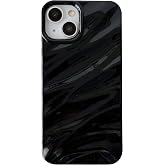 Caseative for iPhone 15 Case, Black | Water Ripple Pattern Curly Wave Shape Soft