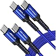 JSAUX 100W USB C to USB C Cable (2-Pack, 6.6ft), USBC Type-C Charge Cord 5A Fast Charging Compatible with iPhone 16e/16/16 Plus/16 Pro Max/15 Samsung Galaxy S25 S24 MacBook iPad Air Pro Carplay Blue