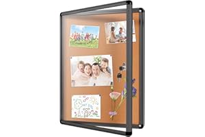 S SWANCROWN 16x20 Large Shadow Box Frame with Ecological Textile fibers Back-Sturdy Memory Display Case Pictures Medals Cork Board Shadow Boxes Picture Frame Corkboard with Clear Acrylic and Lock Black Frame