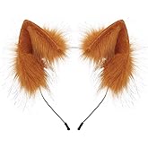 HAOAN Handmade Faux Fur Animal Cat Ears Headband Furry Fox Wolf Hairhoop Headwear Costume Accessory