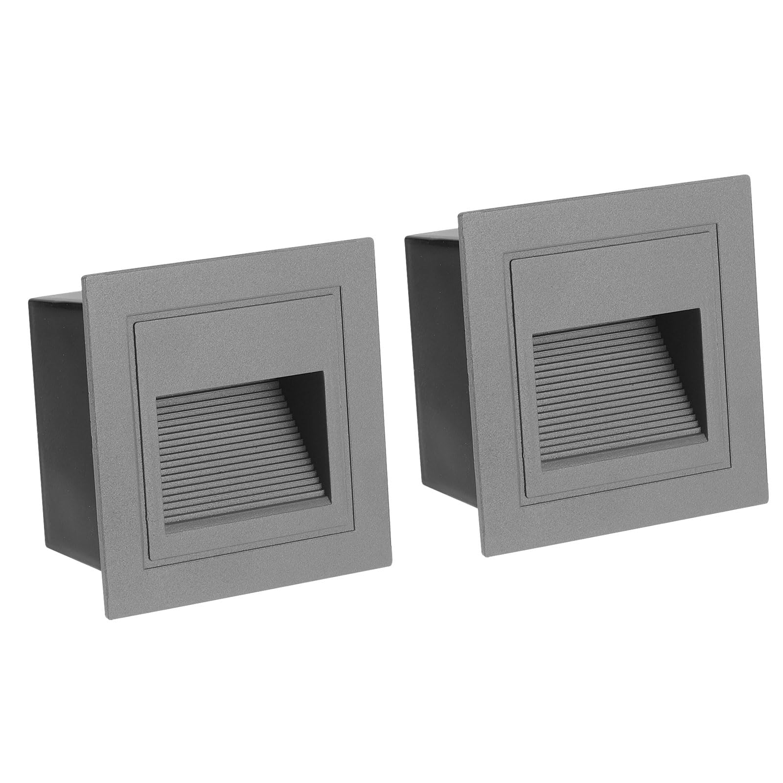 PATIKIL 3000K LED Step Light, 2 Pack 3W 120V Recessed Stair Light Aluminum Waterproof 105lm Yellow Stairway Lights Indoor Outdoor, Grey Shell