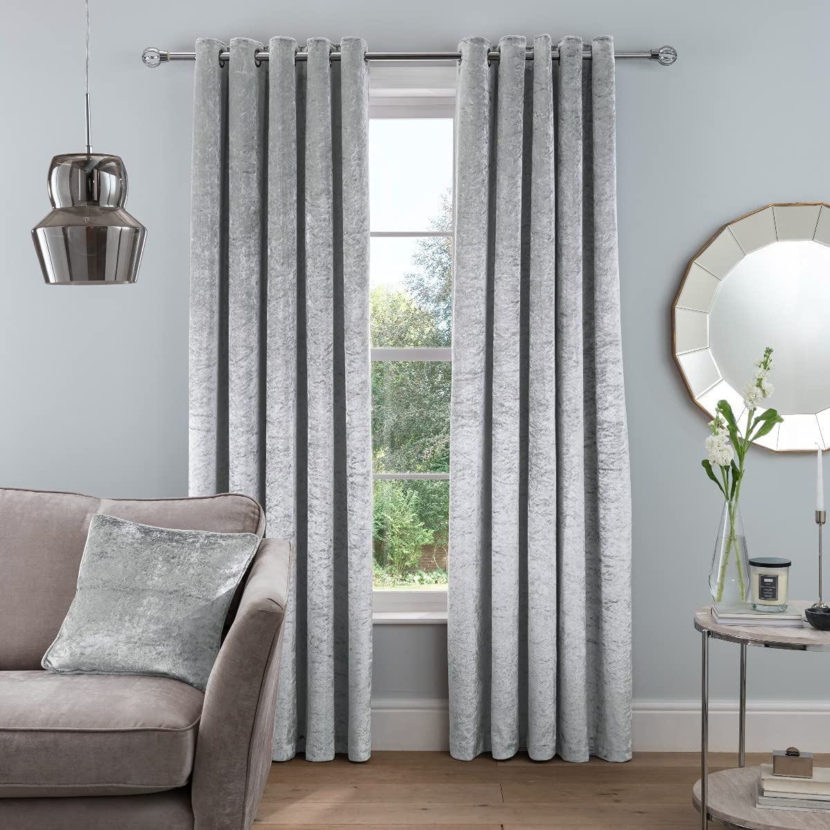Sleepdown Curtains, Polyester, Silver, 2 x 46" x 54"