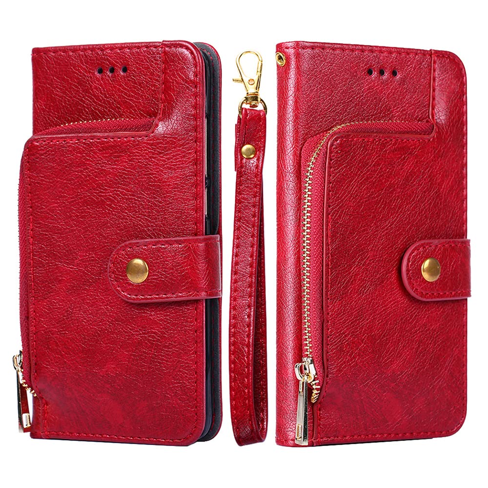 Leather Folio Case for OPPO A98 5G, [Card Slots] [Kickstand] OPPO A98 5G Case, OPPO A98 5G Wallet Case(Red)