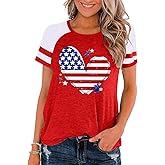 zarmfly Women American Flag Shirt Independence Day Patriotic T-Shirt 4th of July Tees Shirts USA Flag Star Stripe Tops