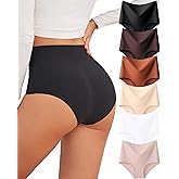 FINETOO Seamless Underwear for Women High Waisted Womens Underwear Cheeky Bikini No Show Briefs Ladies Panties 6 Pack