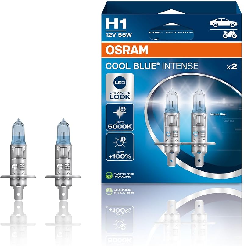 OSRAM Cool Blue Intense H1 64150CBN-HCB Duo Box 2 Lamps 100% Brighter 5000K