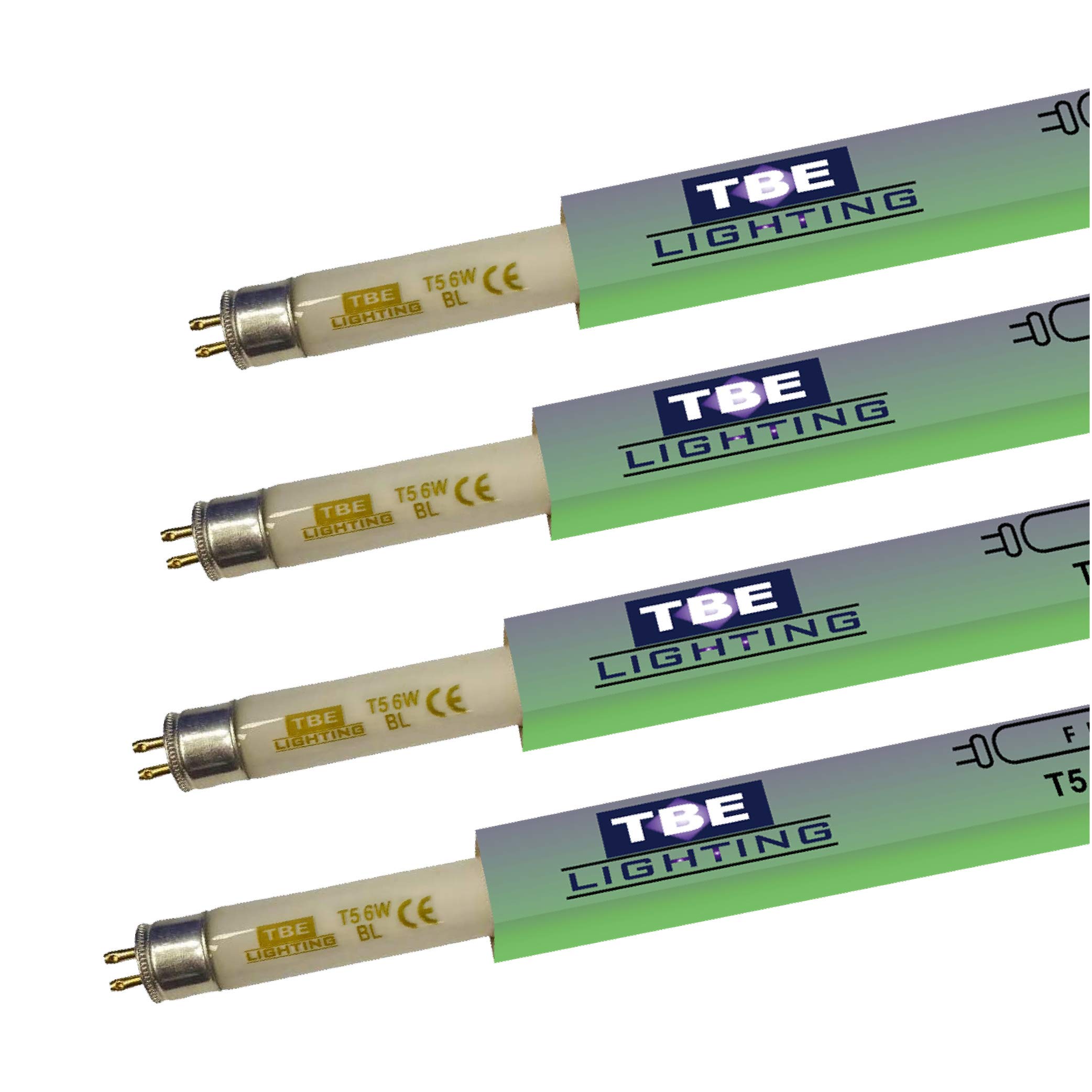 TBE LIGHTING 6w UV Fly Killer Tubes - 4 Pack - T5 BL 368nm Bug Zapper Ultra Violet Bulbs for Insect Killing - G5 2 pin Base Fitting - 225mm Length