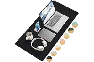 Giecy Desk Mat, Dual-Sided Desk Pad, Large Mouse Pad for Desk, Natural Cork & PU Leather Non-Slip Waterproof Desk Mats for Office and Home (Black, 31.5" x 15.7")