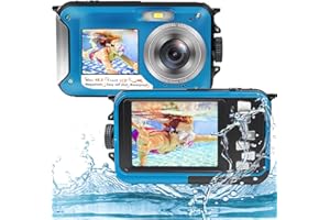 Underwater Camera Full HD 2.7K 48MP Waterproof Camera for Snorkeling Dual Screen Waterproof Camera Digital with Self-Timer an