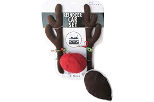 MOMONI Premium Reindeer Car Kit Antlers, Nose, Tail- Rudolph Set Reindeer Christmas Decoration Car Costume Auto Accessories