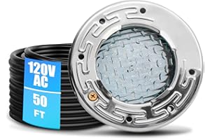 CAtArt 6 Inch Spa Light for Inground Pool Led, 50FT AC120V 6000K Cool White Pool Lights,Compatible with Pentair and Hayward W
