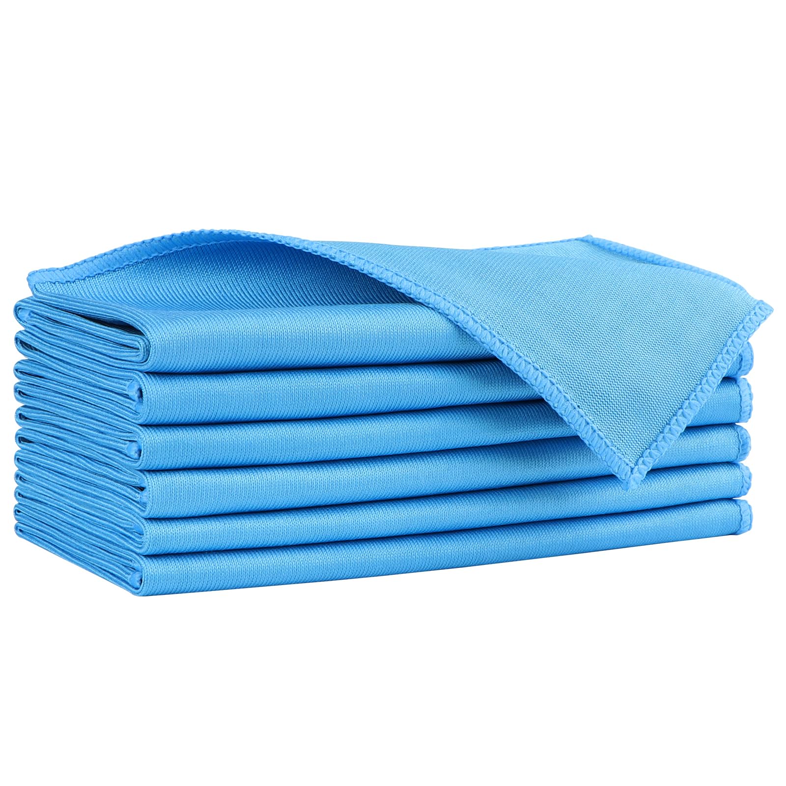 Photo 1 of HOMEXCEL Microfiber Glass Cleaning Cloths 6 PK, Lint Free Streak Free, Reusable Microfiber Cleaning Cloth for Cleaning Windows, Glasses, Mirrors, Screens, Stainless Steel, and More, Blue-14”×16”
