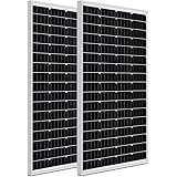 WEIZE 200 Watt 12 Volt Monocrystalline Solar Panel, 2 Pack of 12V 100W High-Efficiency Monocrystalline PV Module for Home, Ca