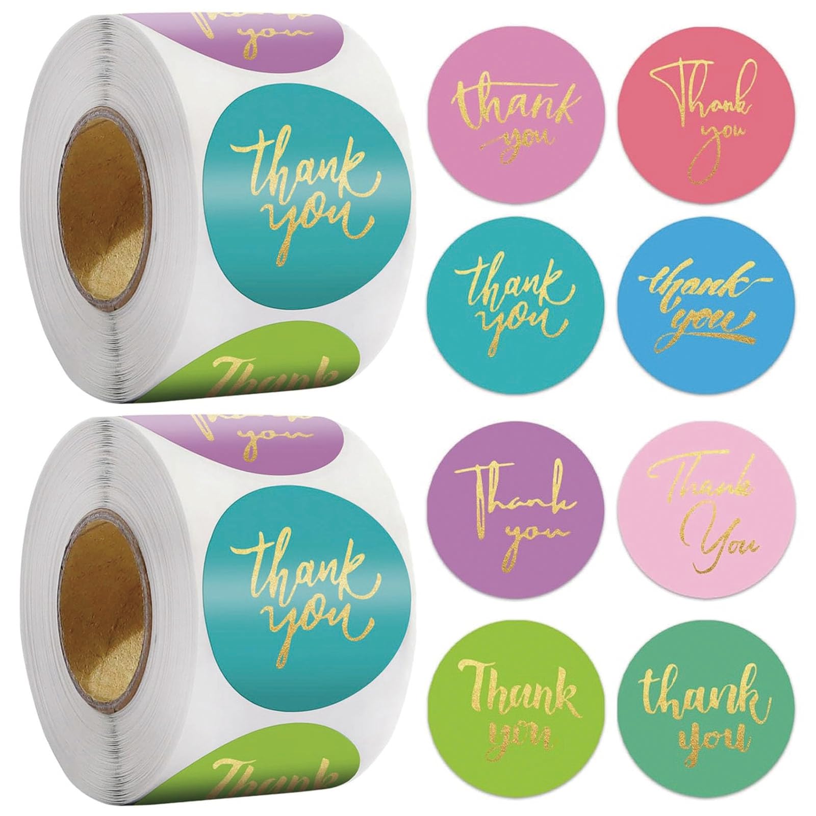 1000 PCS Thank You Stickers, 2 Rolls Thank You for Coming to My Party Stickers, 2.5 Cm/1 Inch Round Self-Adhesive Labels for Gift Wrapping, Wedding Favors, Party Decorations