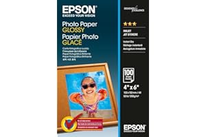 Epson C13S042548 Glossy Photo Paper (Pack of 100), White, 10 x 15 cm