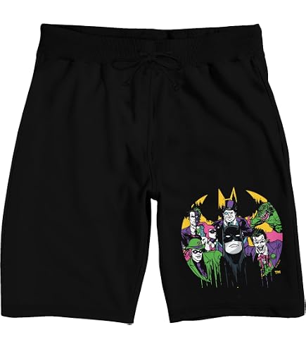 Batman Classic Bat Logo Men's Black Drawstring Sleep Pajama Shorts