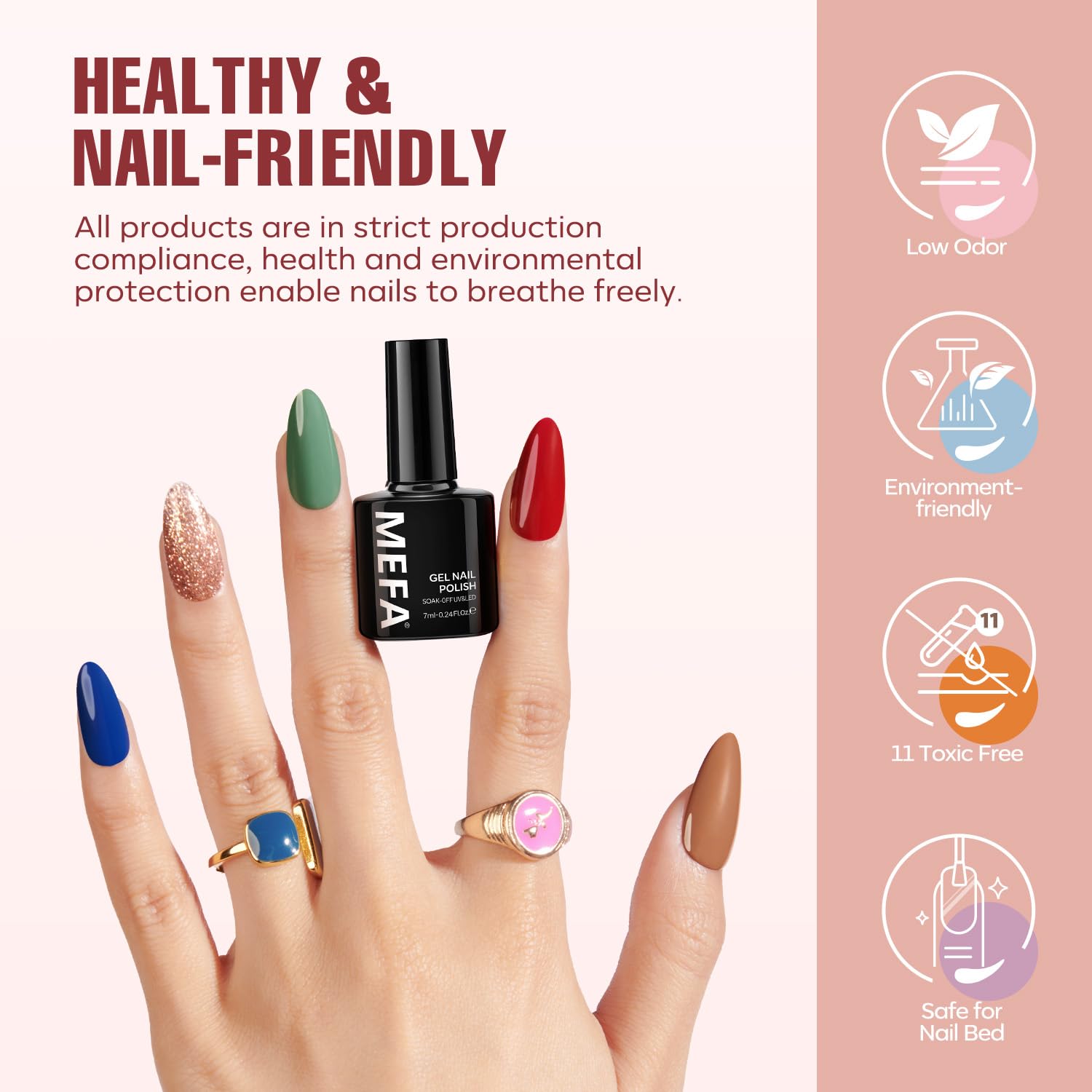 MEFA 35 Pcs Gel Nail Polish Set, 32 Colors All Seasons Collection Gel Nail Polish Kit with Base Coat No Wipe Glossy/Matte Top Coat Blue Red Pink Nail Art Manicure DIY Salon Home Gifts for Women Girls - Image 8