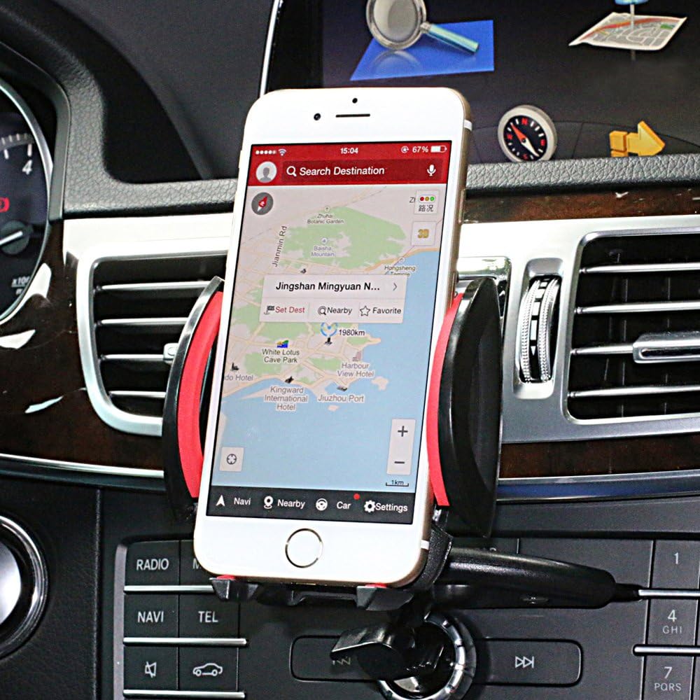 Powstar Car Mount, Universal 360°Rotation Car Mount Phone Holder with Button Lock for iPhone 7 6S 6 5S 7 Plus, Samsung Galaxy S7 S6 S5,Note 5/4,Nexus,LG,Sony,HTC,more SmartPhone&GPS Device