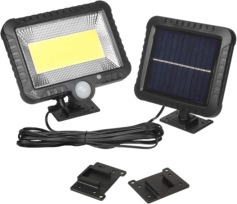 MCE438 Lampada Faretto LED Solare con Sensore di Movimento e Crepuscolare 5W 6000 K Esterno Cortile (1x Faretto)