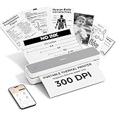 HPRT Inkless Portable Thermal Printer Wireless for Travel,MT610 Pro,300 DPI | Bluetooth Printer for home use, Supports 8.5 x 11"" US Letter &amp; A4 &amp; A5,Compatible with iOS,Android, Laptop,White