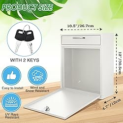 Yaocom Locking Mailbox with Key for Outdoor 12 x