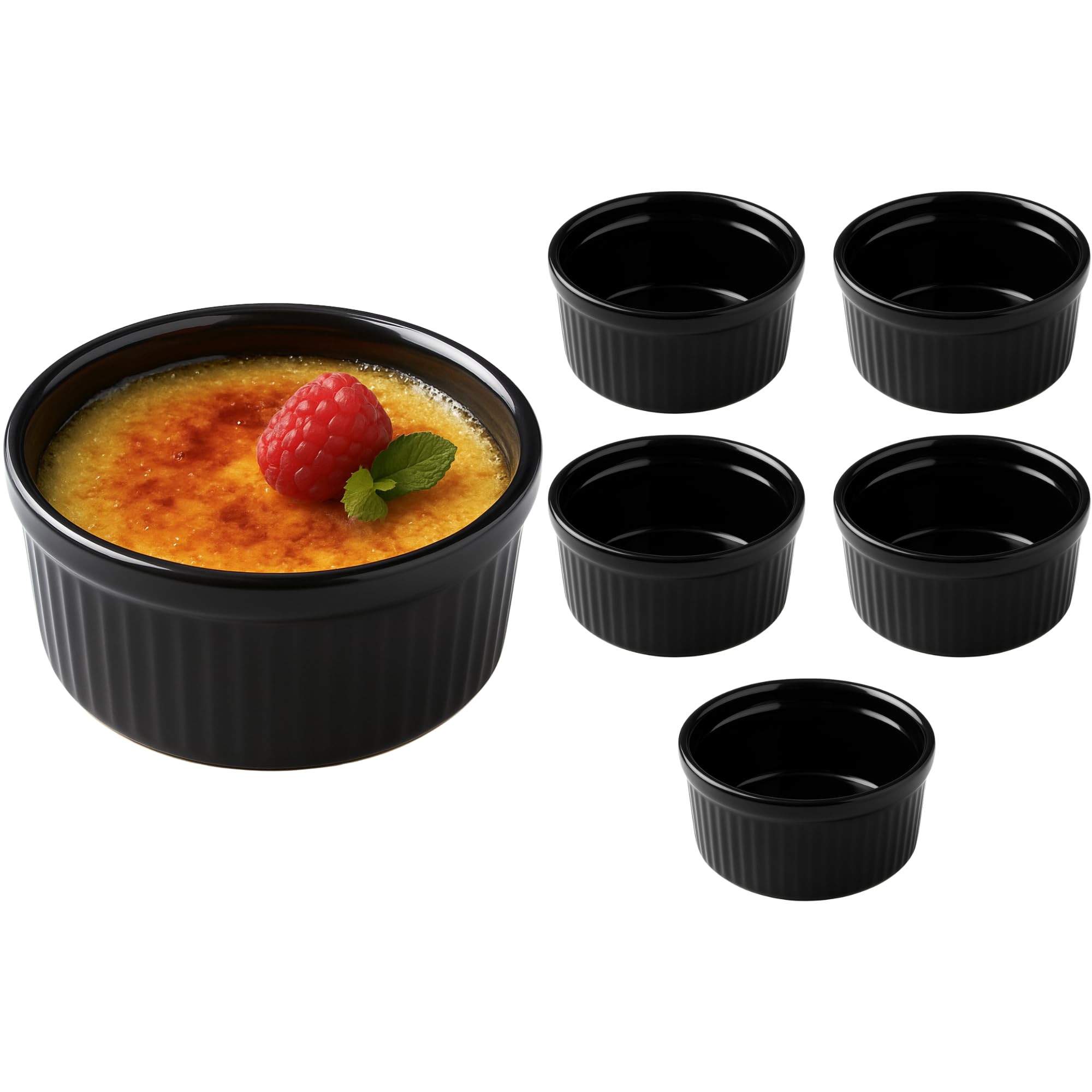 GenWare Porcelain Ramekins 9.5cm Black, SPS9-BL, Pack of 6