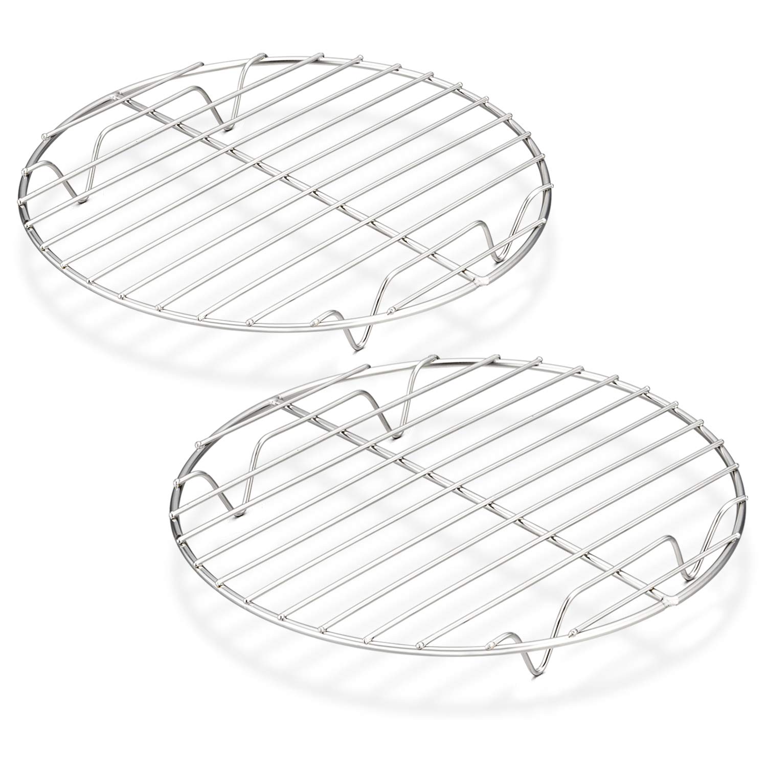 HaWare Cooling Rack Set of 2, 100% Stainless Steel Baking Thick Wire Rack for Cooling/Steaming/Protecting, Mirror Finish & Smooth Edge, Oven & Dishwasher Safe (23cm)