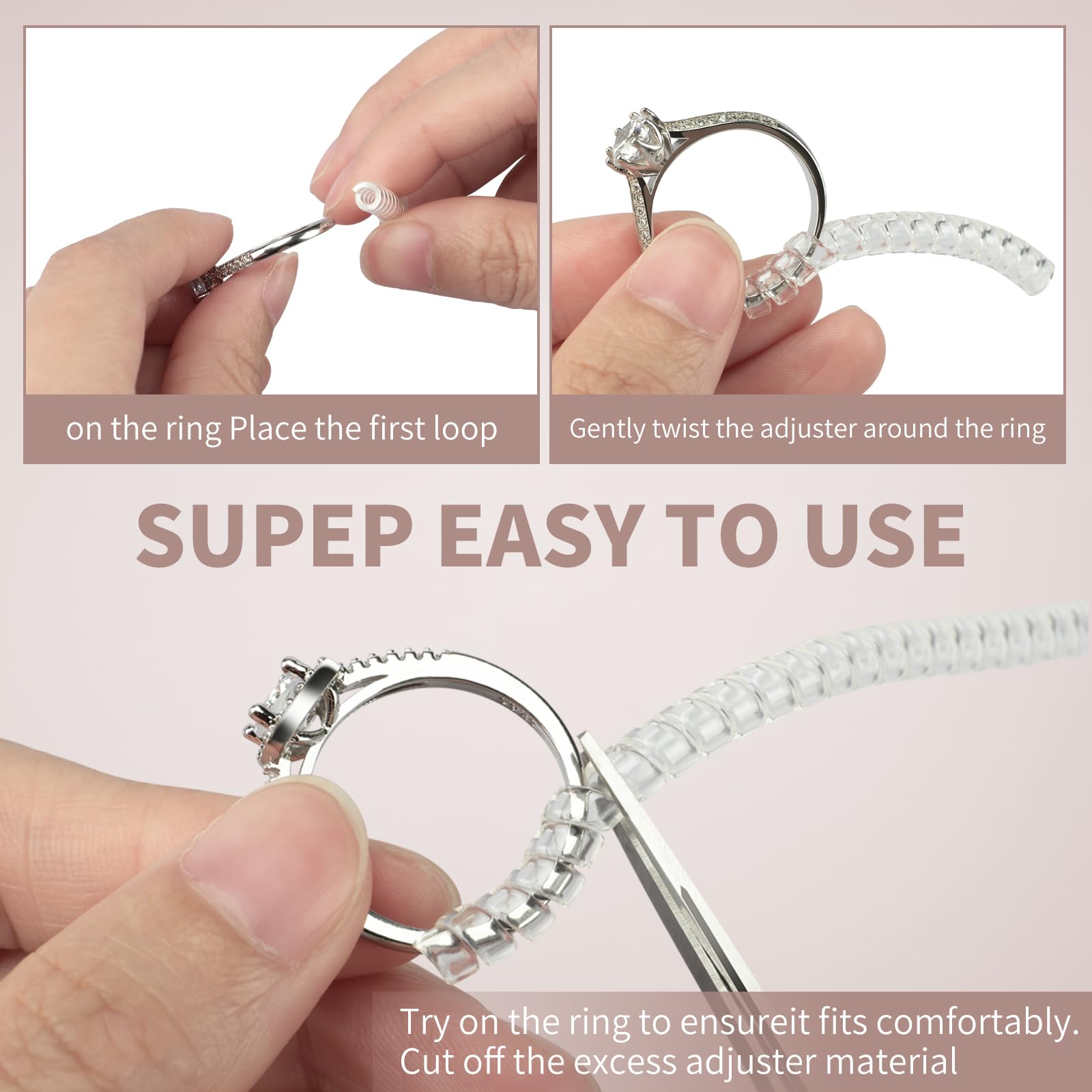 Ottemax Ring Sizers for Loose Rings - 12 Pack, 4 Sizes Ring Resizer, Invisible Guards Design for Women & Men, Spacers and Tighteners, Fits Bands Up to 6mm, Reduces Size by 0.5-1.5, by Ottemax