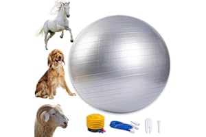 capuca Large Horse Balls for Play - 30inch Anti-Burst Mega Herding Ball Giant Horse Ball for Dogs Goats Horses to Play with Pump Included(Grey)