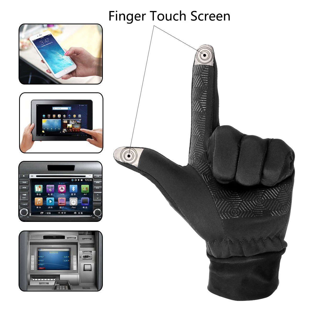 Touch Screen Gloves, Thick Warmest Running Sports Gloves Suitable for Smartphones and Touchscreen Devices,Outdoors, Cycling, Running, Texting Fits Men and Women